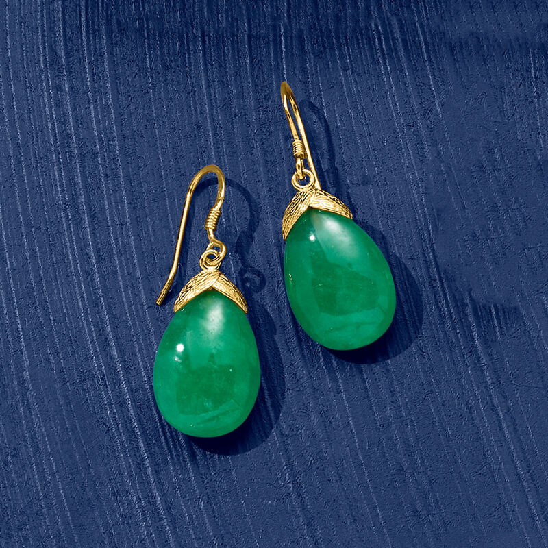 Jade Drop Earrings in 18kt Gold Over Sterling image number 2
