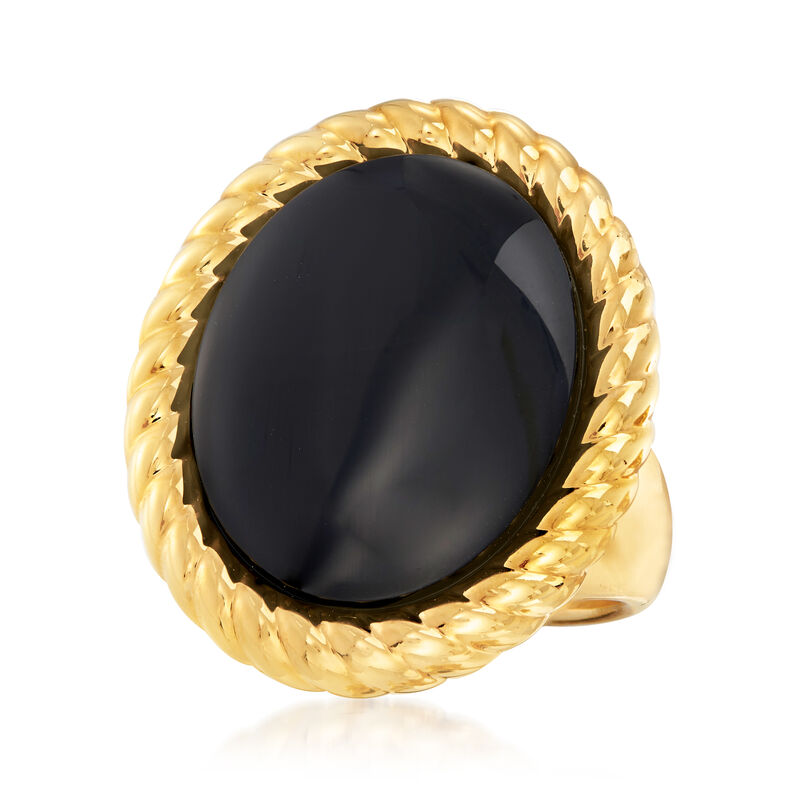 Italian Andiamo Black Onyx Ring in 14kt Yellow Gold Over Resin image number 3