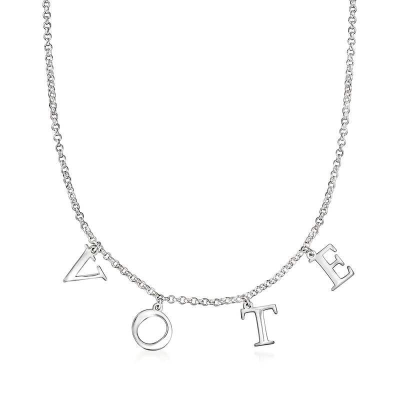 Sterling Silver &quot;Vote&quot; Charm Necklace. 18&quot; image number 1
