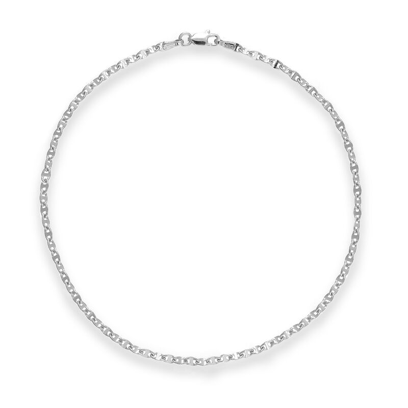 14kt White Gold Anchor Chain Anklet image number 0