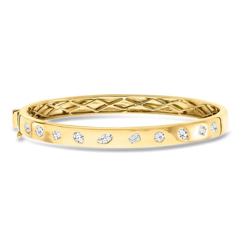1.00 ct. t.w. Multi-Shaped Lab-Grown Diamond Bangle Bracelet in 18kt Gold Over Sterling image number 0