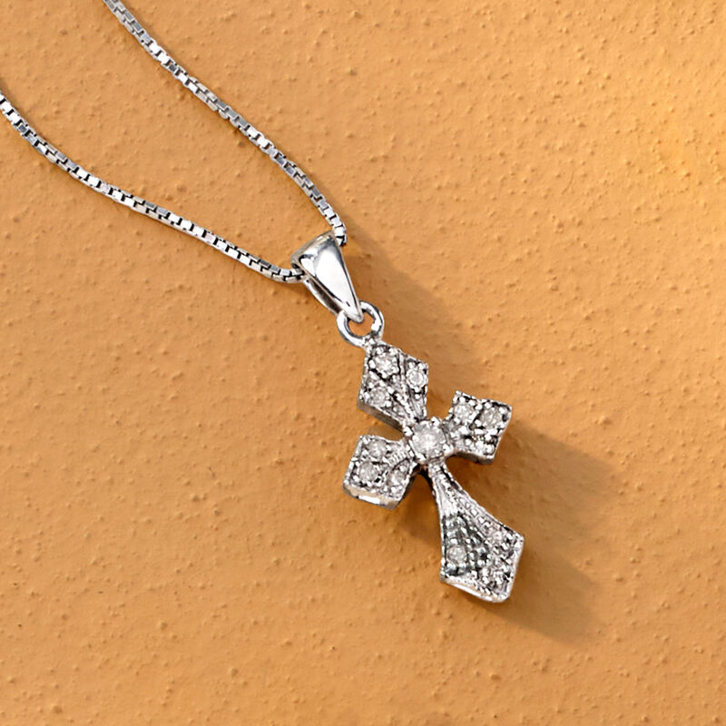.10 ct. t.w. Diamond Cross Pendant Necklace in Sterling Silver image number 2