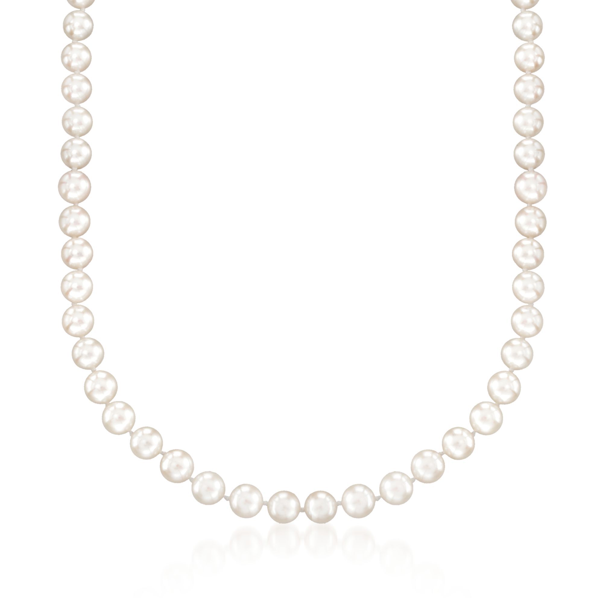 7-7.5mm Cultured Akoya Pearl Necklace with 18kt White Gold