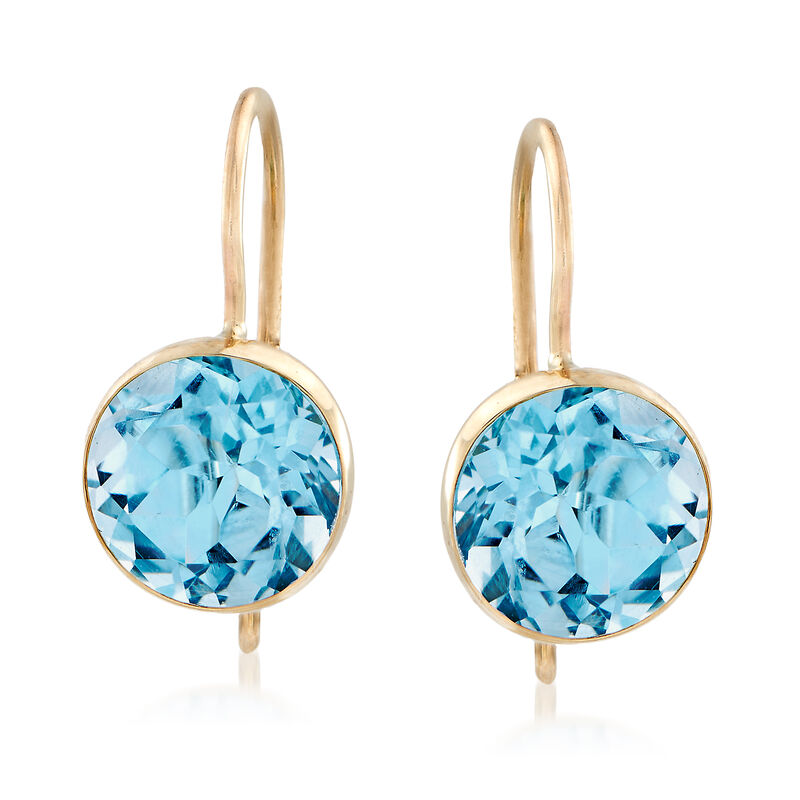 4.20 ct. t.w. Bezel-Set Sky Blue Topaz Drop Earrings in 14kt Yellow Gold image number 3