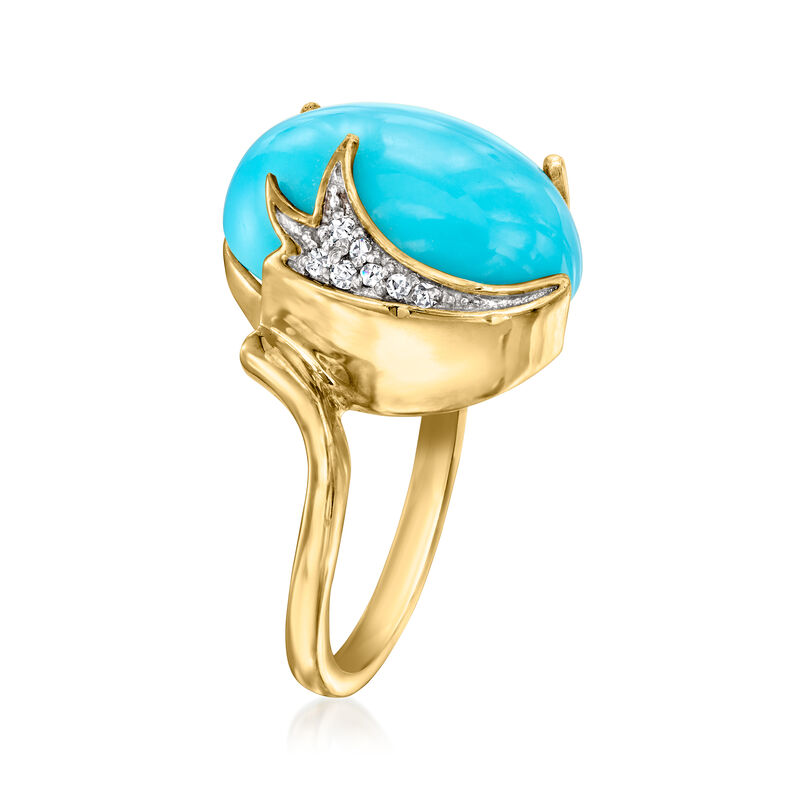 Turquoise Ring with Diamonds in 18kt Gold Over Sterling image number 1