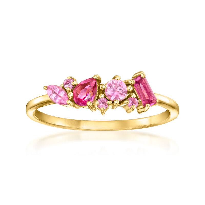 .40 ct. t.w. Tonal Pink Multi-Gemstone Ring in 14kt Yellow Gold image number 0