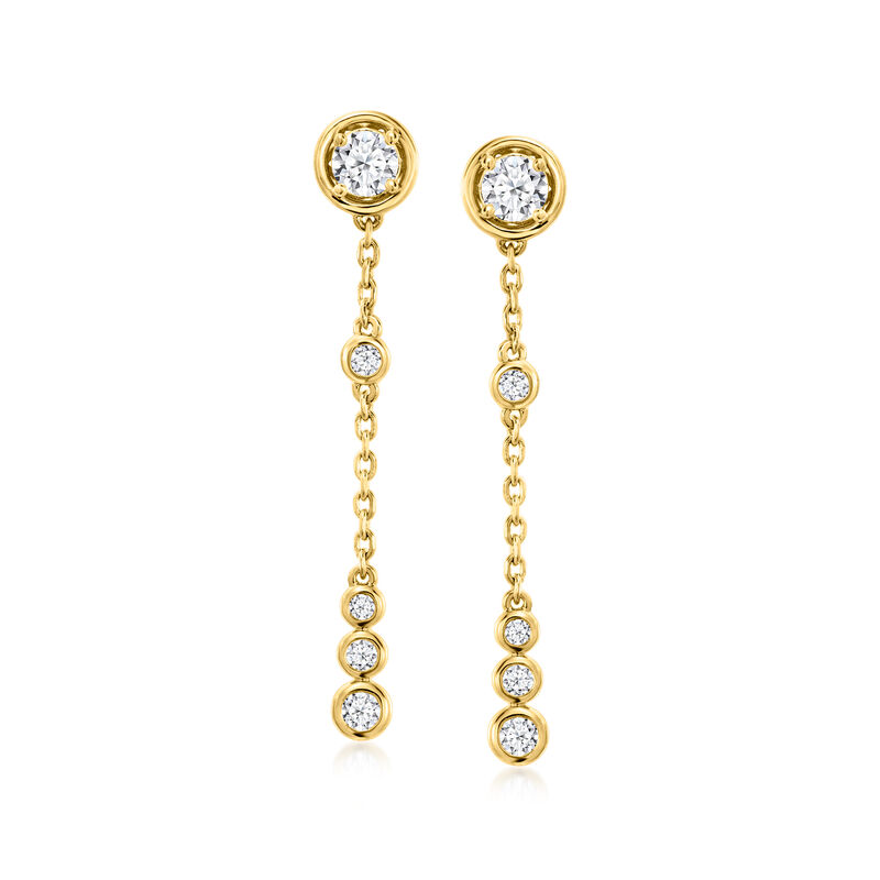 .75 ct. t.w. Bezel-Set Lab-Grown Diamond Linear Drop Earrings in 18kt Gold Over Sterling image number 0