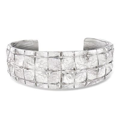 Italian Sterling Silver Square-Pattern Cuff Bracelet