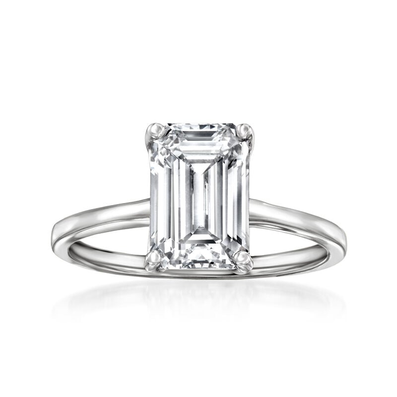 3.00 Carat Emerald-Cut Lab-Grown Diamond Solitaire Ring in 14kt White Gold image number 0