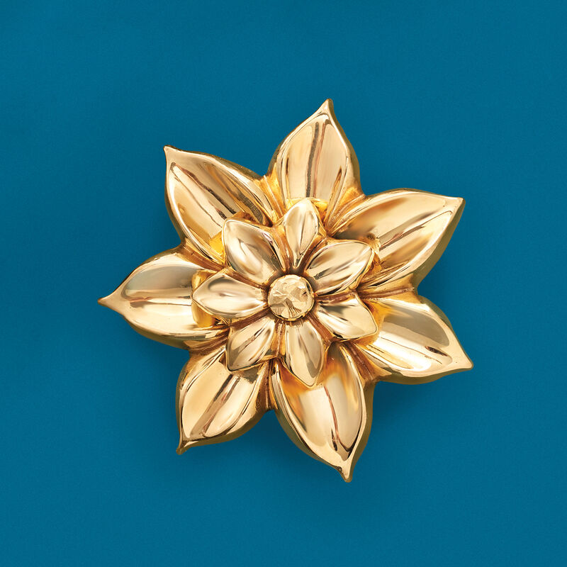 Italian 18kt Yellow Gold Flower Pin image number 2