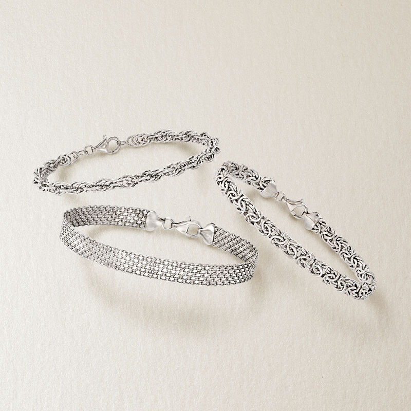 Sterling Silver Jewelry Set: Three Link Bracelets. 7" image number 4