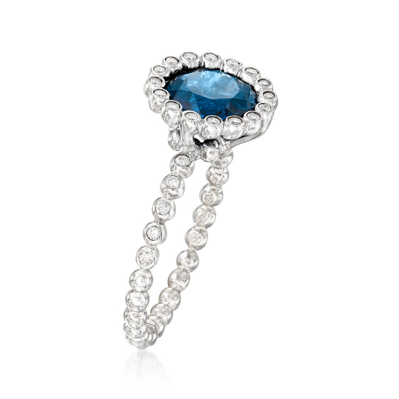 2.20 Carat London Blue Topaz and .23 ct. t.w. Diamond Ring in 14kt White Gold. Size 5 image number 2