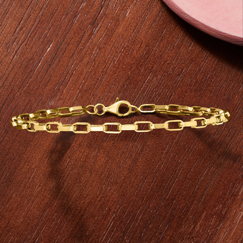 14kt Yellow Gold Paper Clip Box-Link Bracelet image number 2