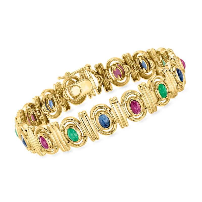 C. 1980 Vintage 9.50 ct. t.w. Multi-Gemstone Bracelet in 14kt Yellow Gold. 7.25" image number 0