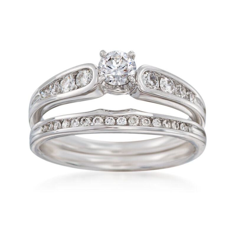 .72 ct. t.w. Diamond Bridal Set: Engagement and Wedding Rings in 14kt White Gold image number 0
