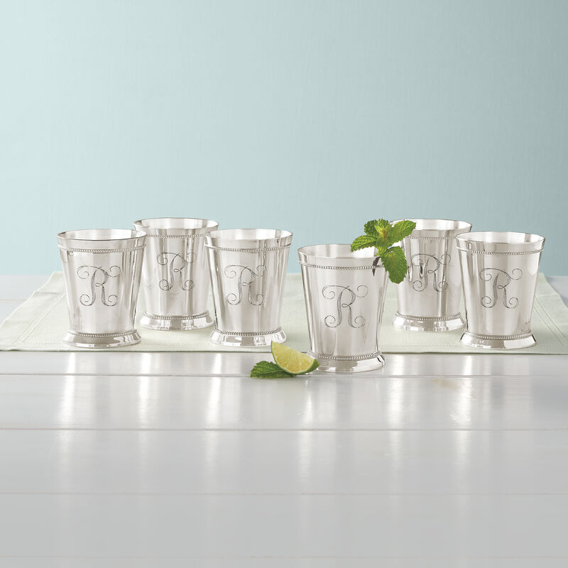Set of 6 Silver Plate Personalized Mint Julep Cups image number 2