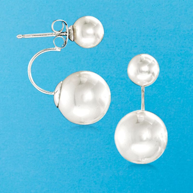 6.5-12.5mm Shell Pearl Front-Back Earrings in Sterling Silver image number 4