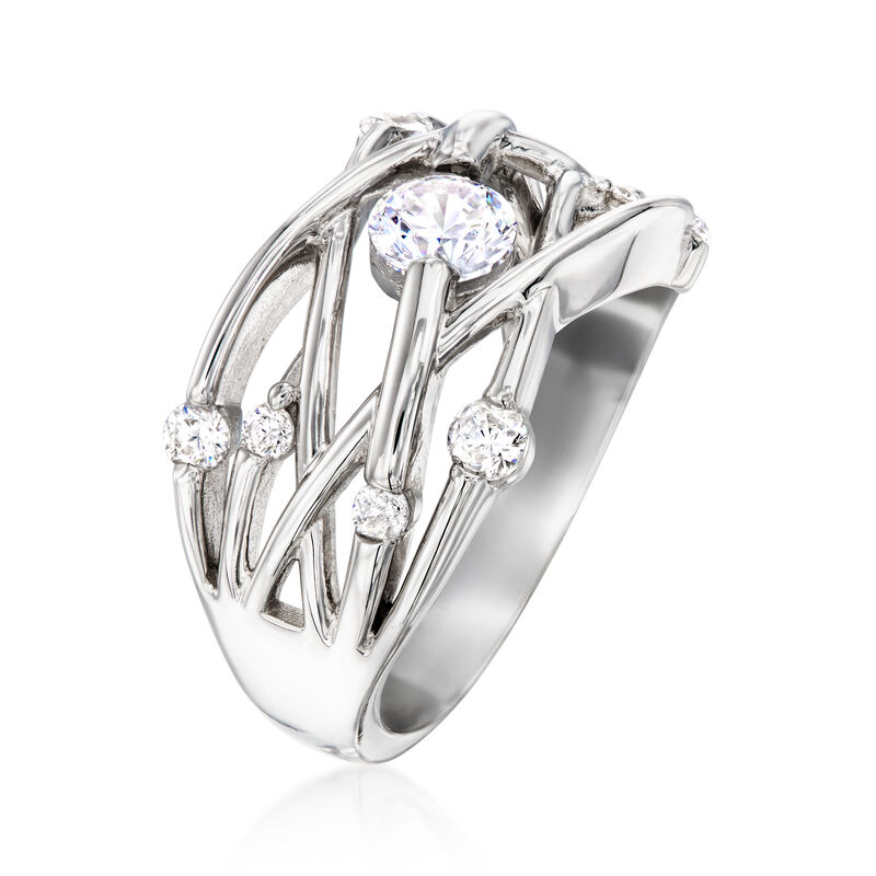 .80 ct. t.w. CZ Highway Ring in Sterling Silver image number 2