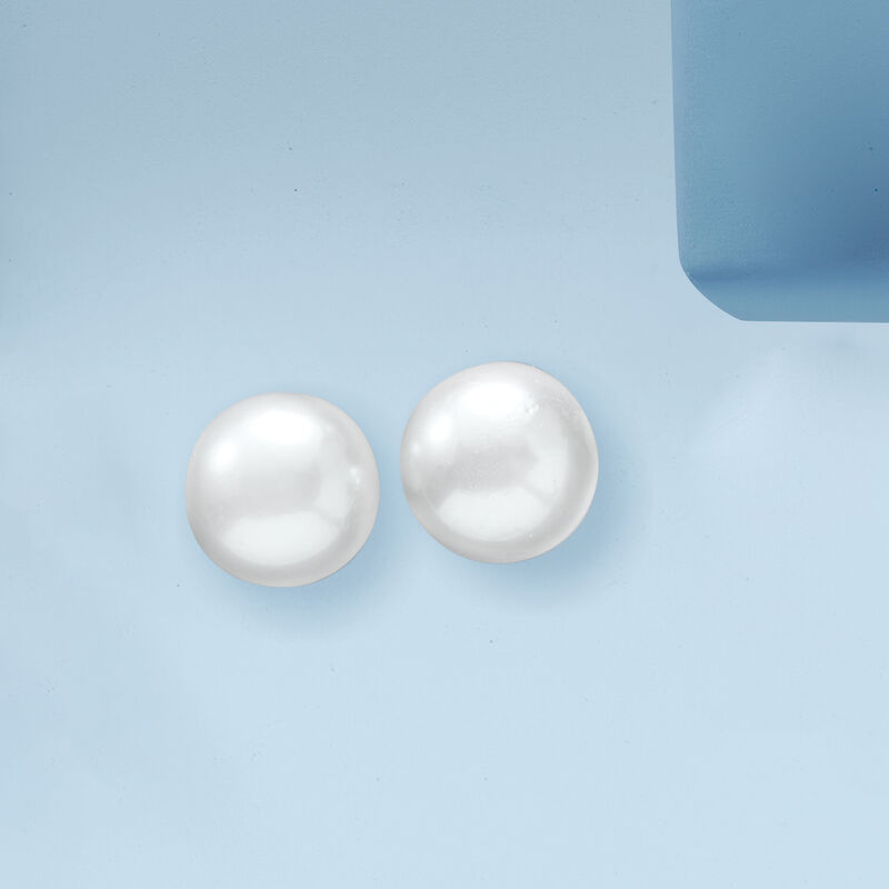 9.5-10mm Cultured Pearl Stud Earrings in 14kt White Gold  image number 3