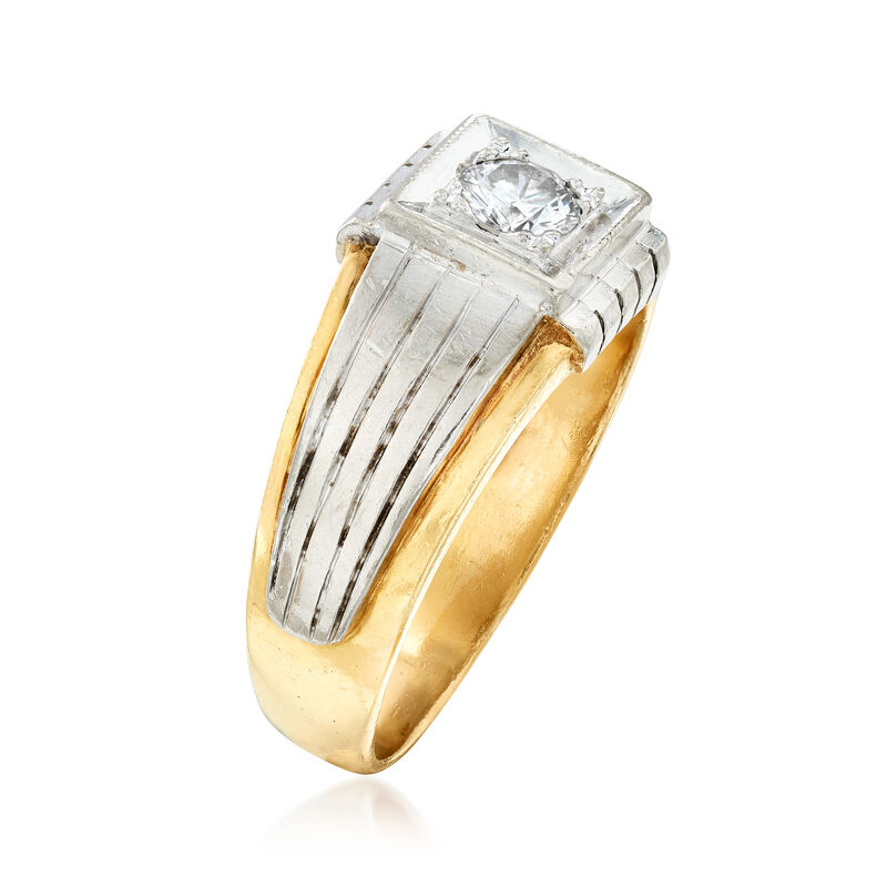 C. 1980 Vintage .50 Carat Diamond Men's Ring in 14kt Two-Tone Gold image number 1
