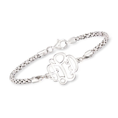 Sterling Silver Personalized Monogram Popcorn-Chain Bracelet