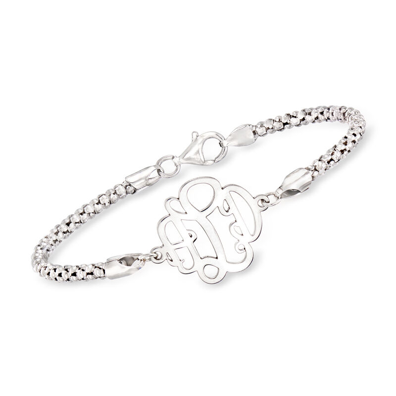 Sterling Silver Personalized Monogram Popcorn-Chain Bracelet image number 0