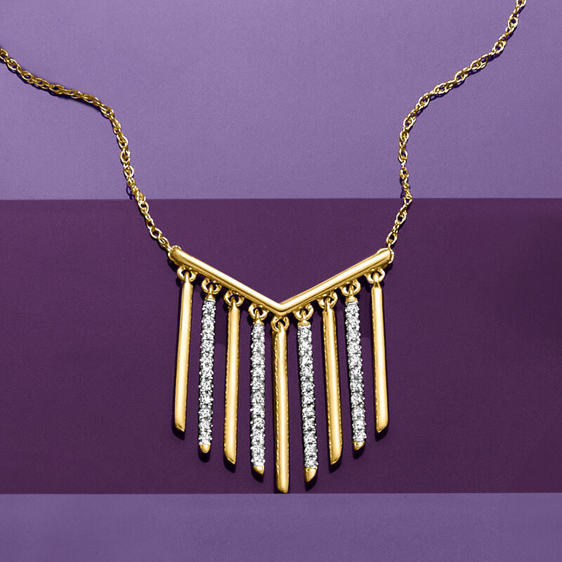 .25 ct. t.w. Diamond Chevron Dangle Necklace in 18kt Gold Over Sterling image number 2