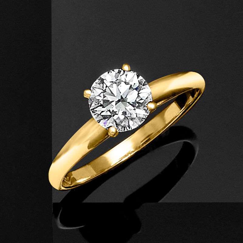 1.00 Carat Lab-Grown Diamond Solitaire Ring in 14kt Yellow Gold image number 4