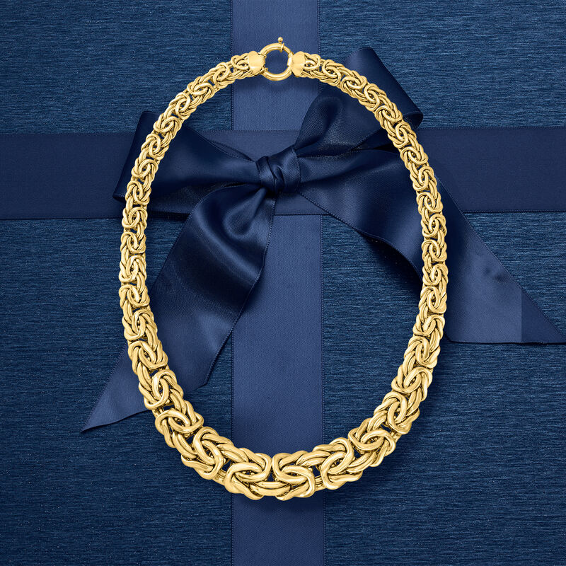 14kt Yellow Gold Graduated Byzantine Necklace image number 4