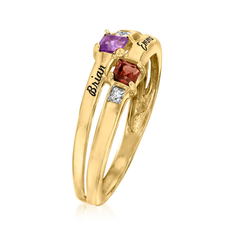 Personalized Birthstone and Name Couple's Ring in 14kt Gold image number 3