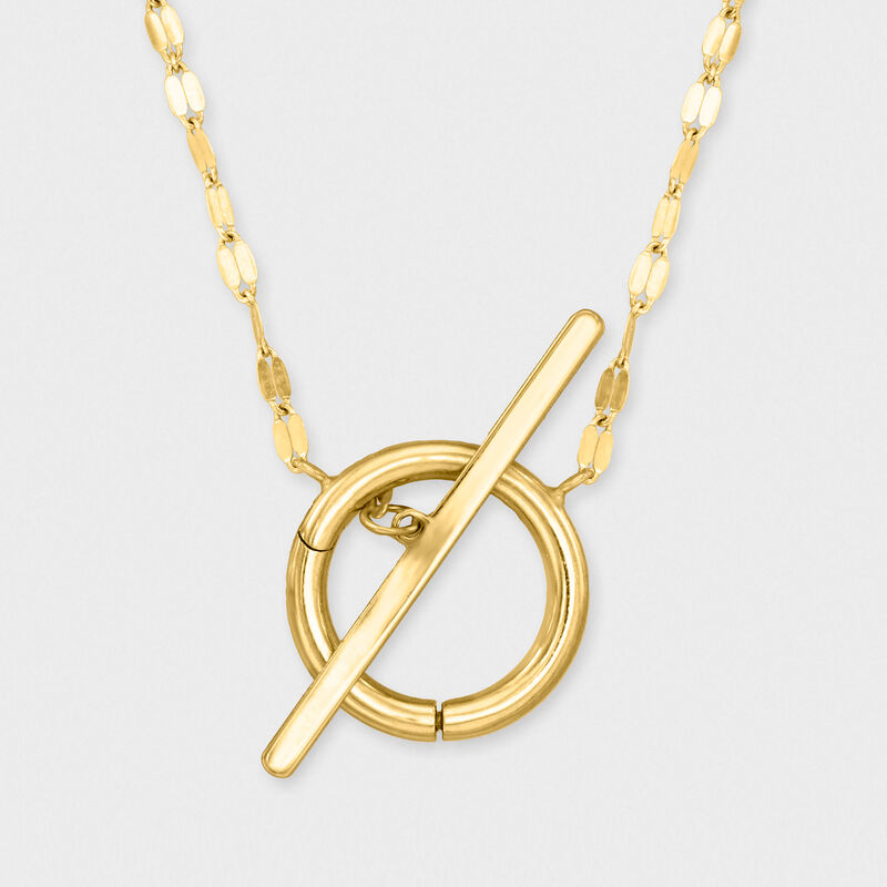 Italian 14kt Yellow Gold Charm-Compatible Lumachina-Chain Toggle Necklace image number 3