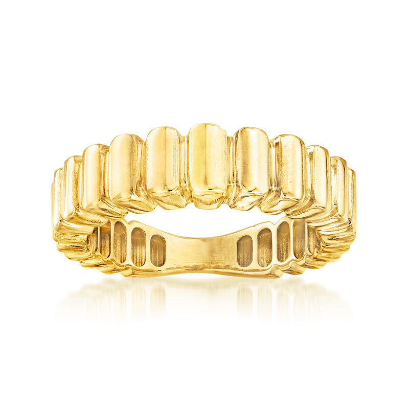 Italian 18kt Yellow Gold Ribbed Ring image number 0