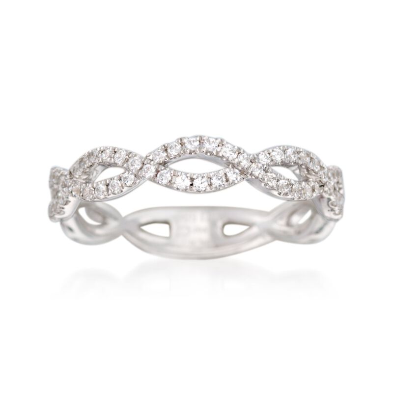 Simon G. .33 ct. t.w. Diamond Twisted Wedding Ring in 18kt White Gold image number 0