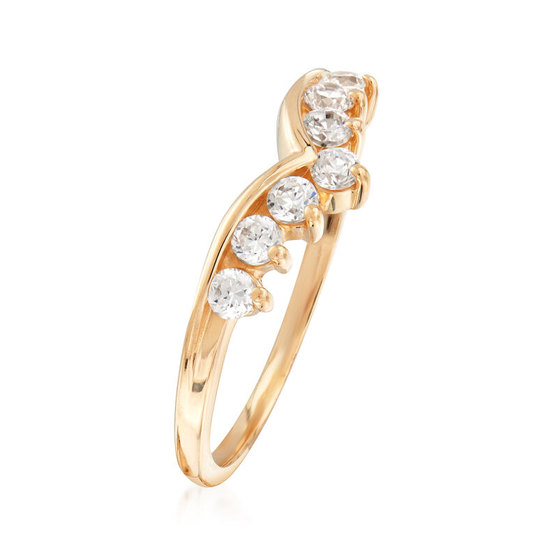 C. 1990 Vintage .42 ct. t.w. CZ V-Shaped Ring in 14kt Yellow Gold. Size 8 image number 2
