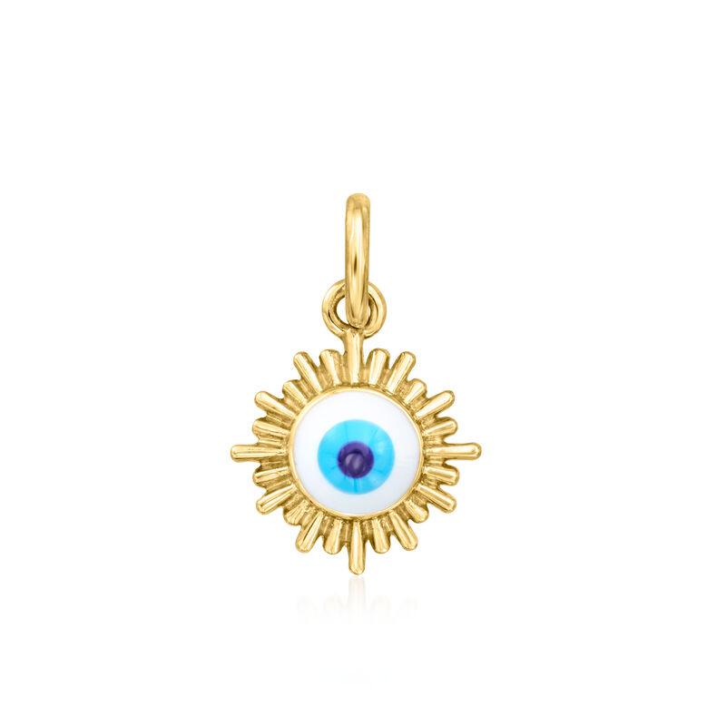 Multicolored Enamel Evil Eye Charm in 14kt Yellow Gold  image number 1