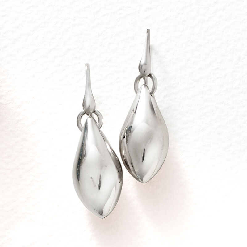 Italian Sterling Silver Oval Domed Drop Earrings  image number 2