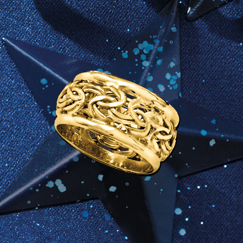 18kt Yellow Gold Wide Byzantine Ring image number 4