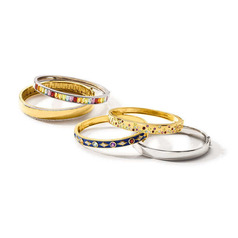 "Skyline Stack" Set of Five Bangle Bracelets in Two-Tone Sterling Silver image number 7