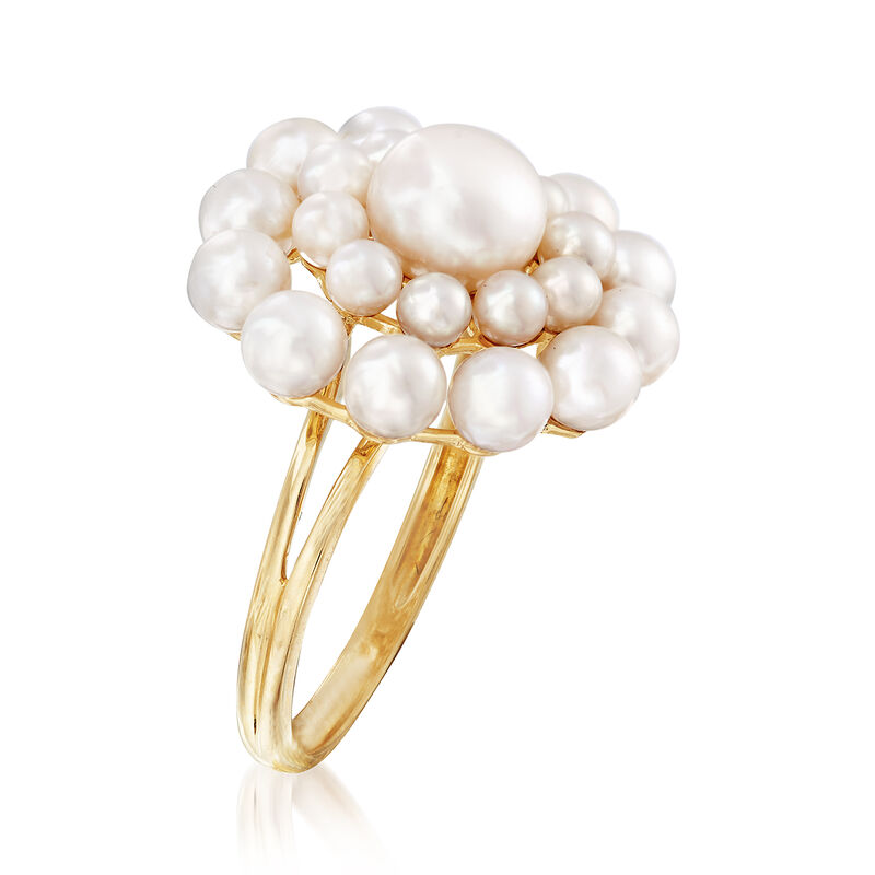 2-7mm Cultured Pearl Flower Burst Ring in 14kt Yellow Gold image number 2