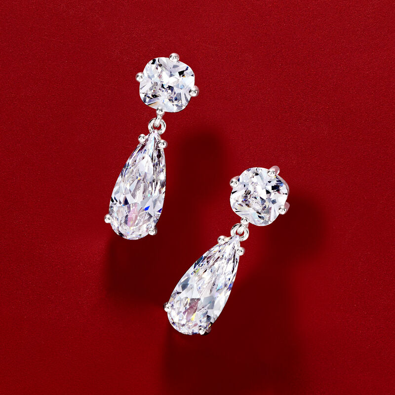 Sterling Silver-Plated Drop Earrings with 8.20 ct. t.w. CZs  image number 2