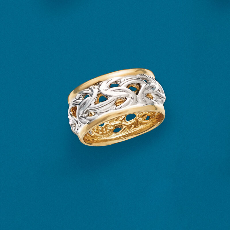 Italian Two-Tone Sterling Silver Byzantine Ring image number 3