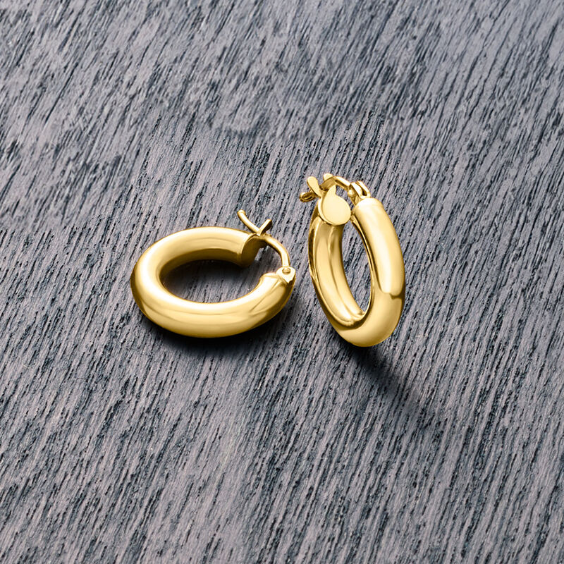 Italian 10kt Yellow Gold Huggie Hoop Earrings. 1/2&quot; image number 4