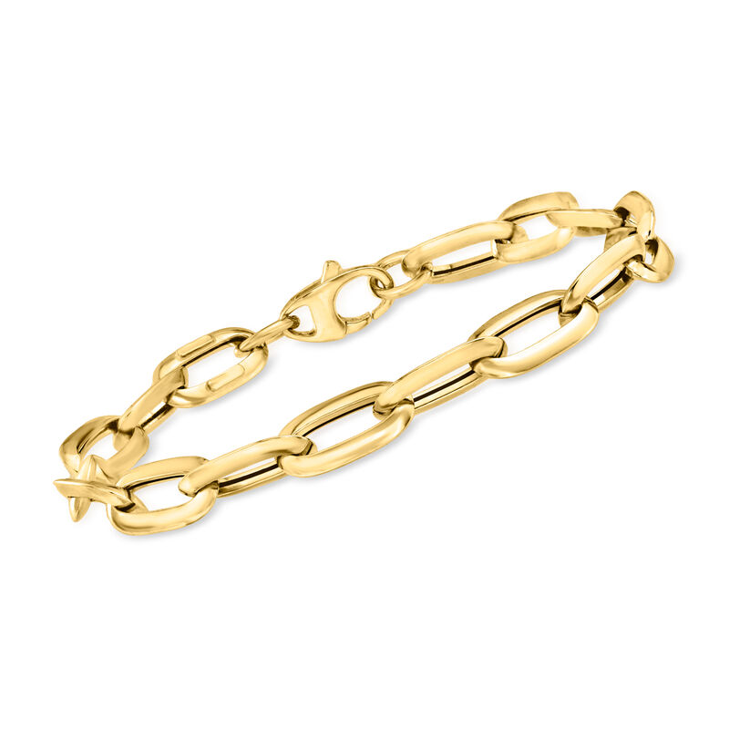 Italian 14kt Yellow Gold Paper Clip Link Bracelet image number 0