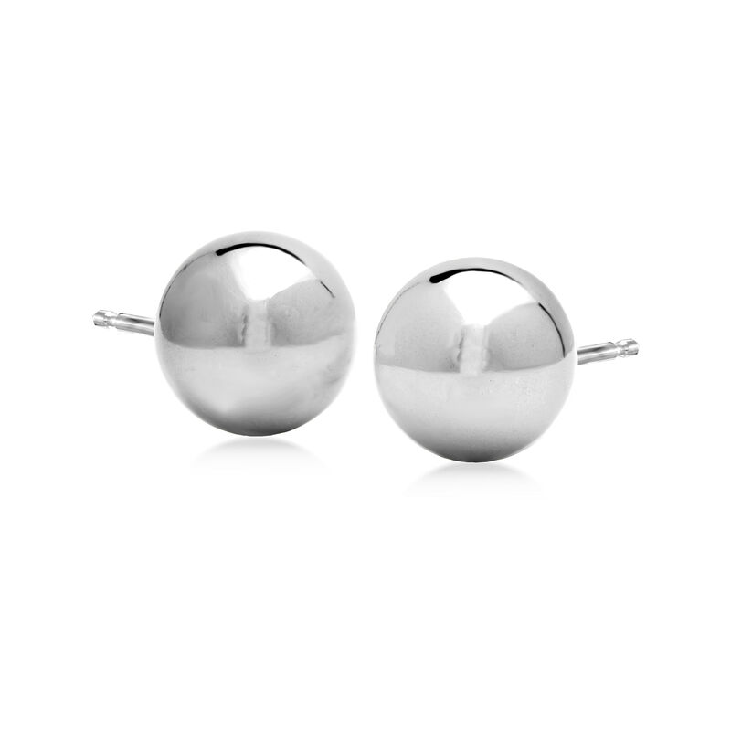 Italian 10mm Sterling Silver Ball Stud Earrings  image number 0