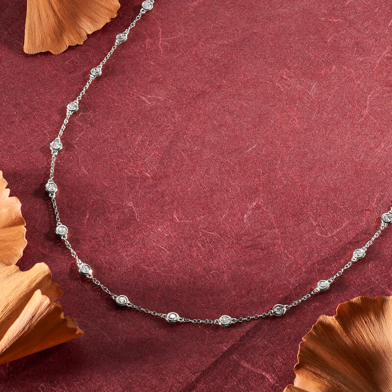 2.00 ct. t.w. Bezel-Set Diamond Station Necklace in 14kt White Gold image number 3