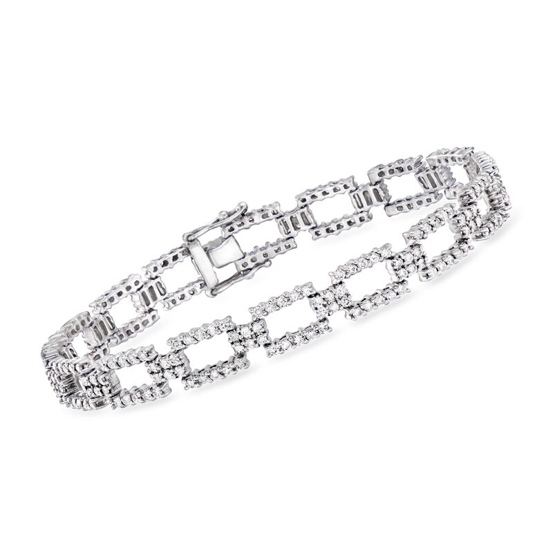 C. 1990 Vintage 4.00 ct. t.w. Diamond Link Bracelet in 14kt White Gold. 7.25&quot; image number 0