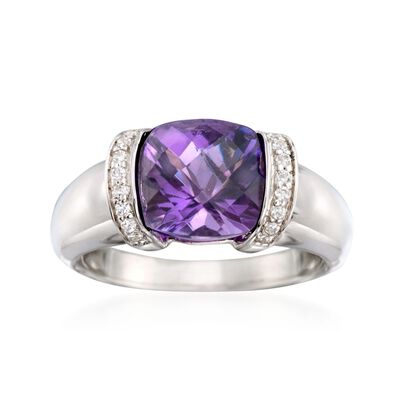 2.80 Carat Amethyst and .10 ct. t.w. CZ Ring in Sterling Silver
