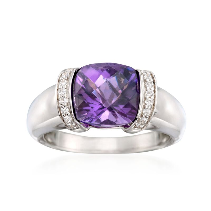 2.80 Carat Amethyst and .10 ct. t.w. CZ Ring in Sterling Silver image number 0
