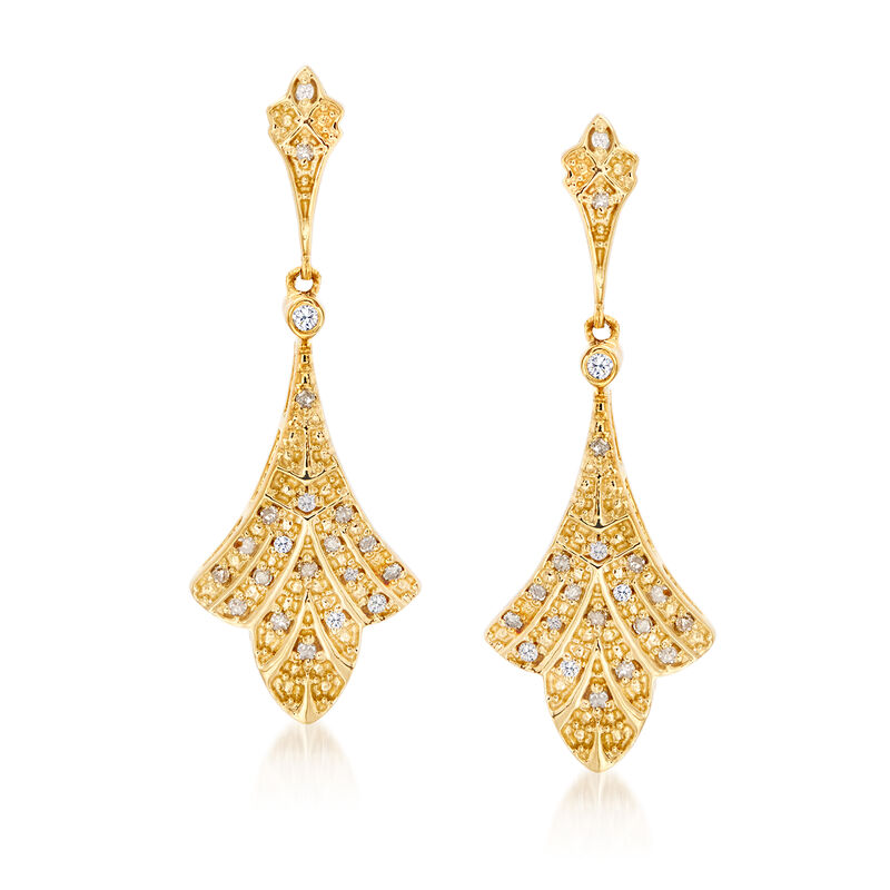 .10 ct. t.w. Diamond Floral Drop Earrings in 18kt Gold Over Sterling image number 0