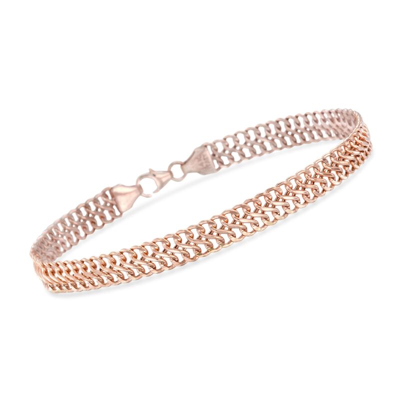 Italian 14kt Rose Gold Two-Row Cable Bracelet. 8&quot; image number 0